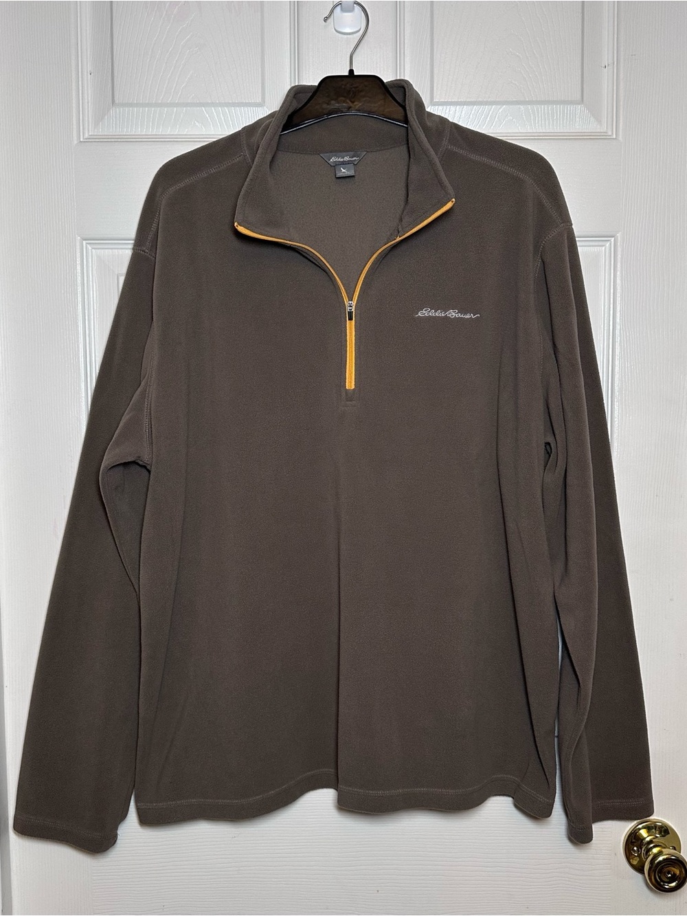 Eddie Bauer Men's 1/4 Zip Long Sleeve Fleece Pullover Brown Size XL